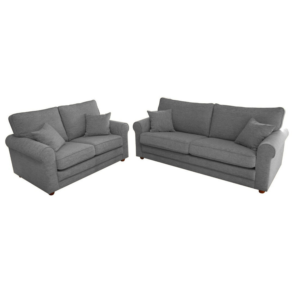 Dīvānu komplekts Greta 3+2, , helehall Inari 91, jalad - pähkel цена и информация | Dīvānu komplekti | 220.lv