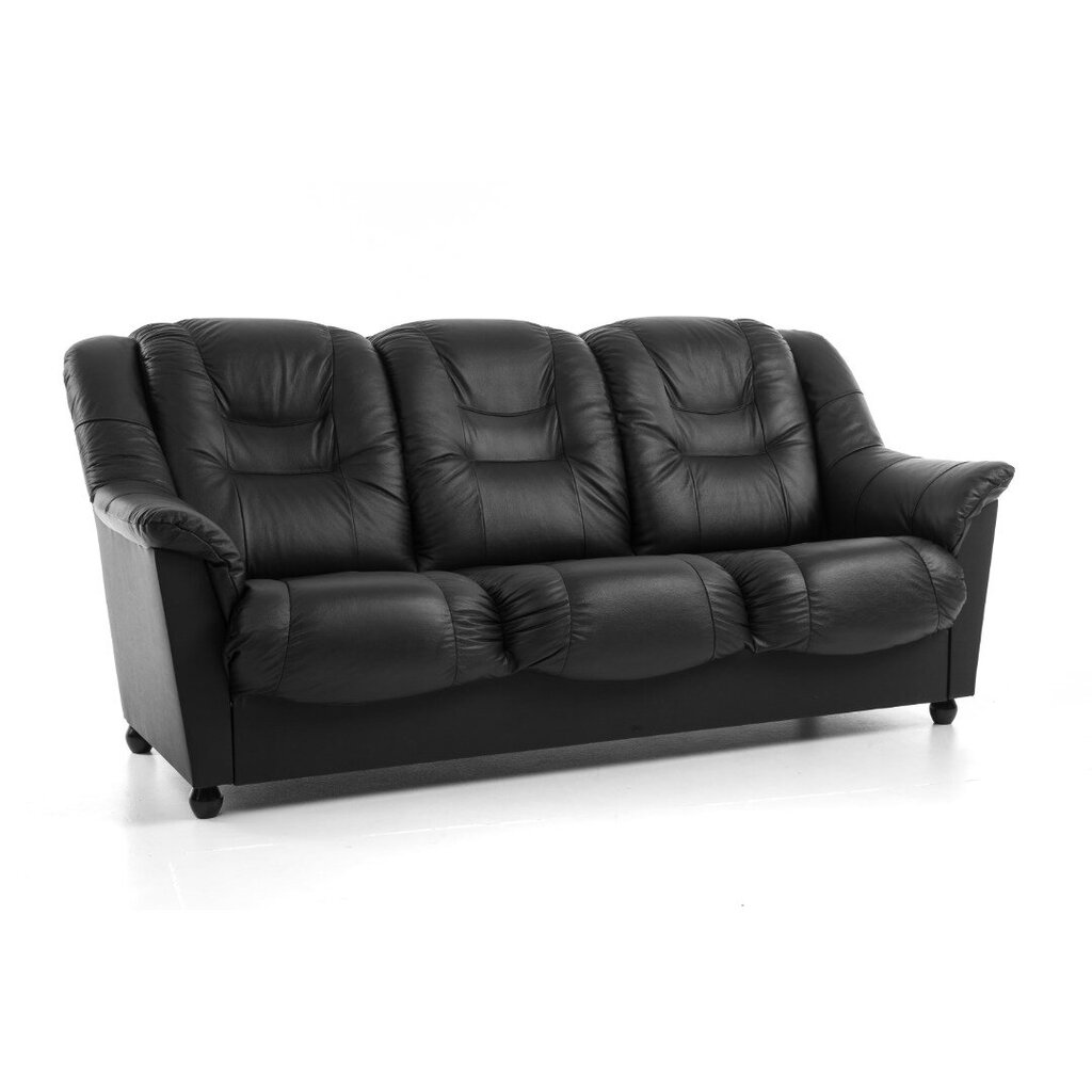 Mīksto mēbeļu komplekts Mann 3+1, pārklats ar ādu, - must 0101, musta värvi jalad cena un informācija | Dīvānu komplekti | 220.lv