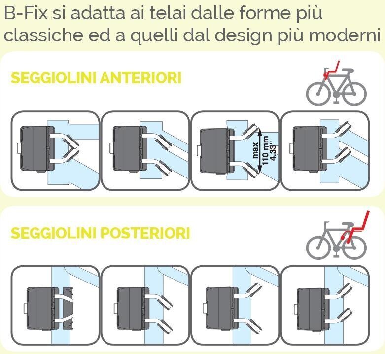 Velosipēda krēsla turētājs Bellelli B-Fix, piestiprināms pie rāmja cena un informācija | Bērnu velosipēdu sēdeklīši | 220.lv