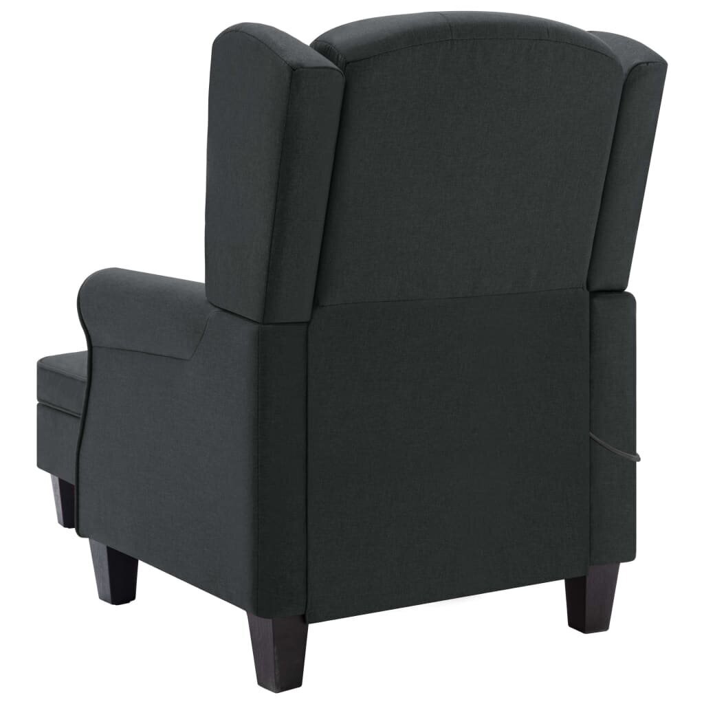 vidaXL masāžas krēsls ar kāju soliņu, tumši pelēks audums cena un informācija | Atpūtas krēsli | 220.lv