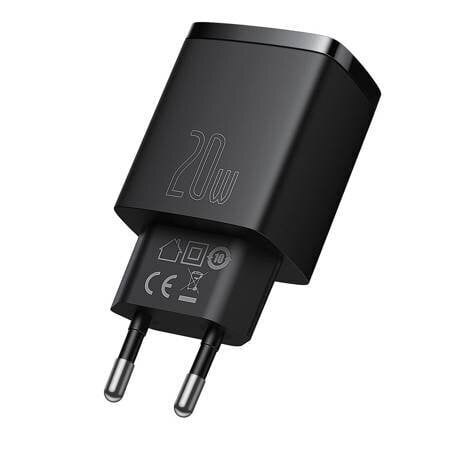 Lādētājs Baseus CCXJ-B01 USB + Type-C 20W melns cena un informācija | Lādētāji un adapteri | 220.lv