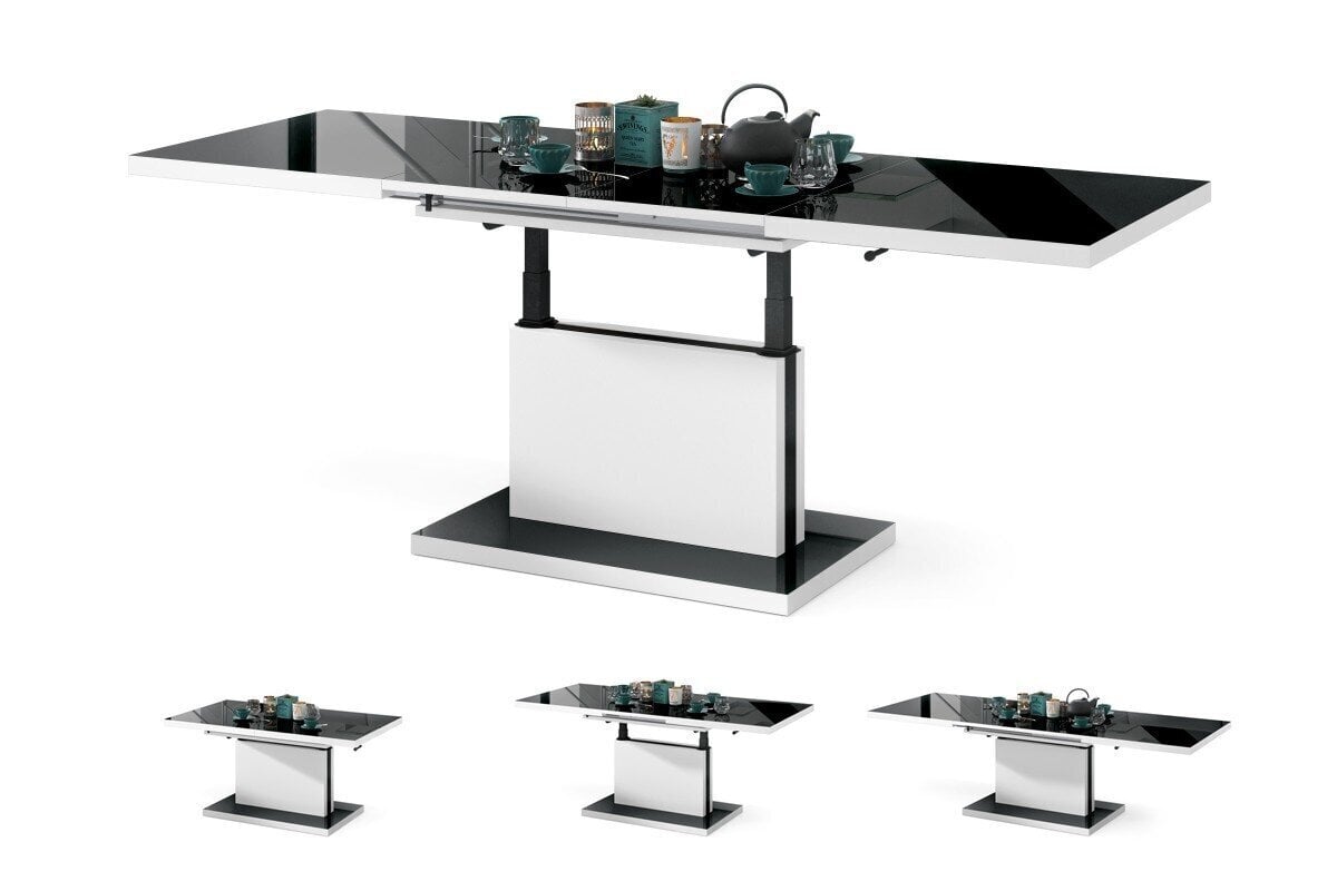 Galds-transformers Aston Czarny Połysk/Biały Mat 120x80 cena un informācija | Žurnālgaldiņi | 220.lv