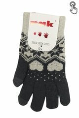 Перчатки для девушек с шерстью подходят для сенсорных экранов Rak R-153, черные/светло-серые цена и информация | Зимняя одежда для детей | 220.lv