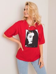 RUE PARIS krekls ar apdruku, sarkans cena un informācija | Blūzes, sieviešu krekli | 220.lv