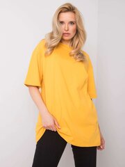 RUE PARIS kokvilnas t-krekls, tumši dzeltens цена и информация | Женские блузки, рубашки | 220.lv