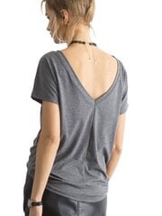 T-krekls ar muguras kakla izgriezumu tumši pelēkā krāsā cena un informācija | Blūzes, sieviešu krekli | 220.lv