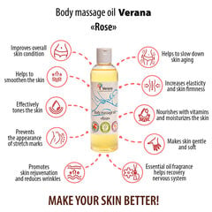 Натуральное массажное масло для тела Verana «Роза», омолаживающее, восстанавливающее, 250 мл цена и информация | Массажные масла | 220.lv