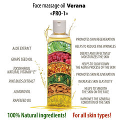 Натуральное массажное масло для лица Verana PRO-1, омолаживающее, питательное, 250 мл цена и информация | Массажные масла | 220.lv