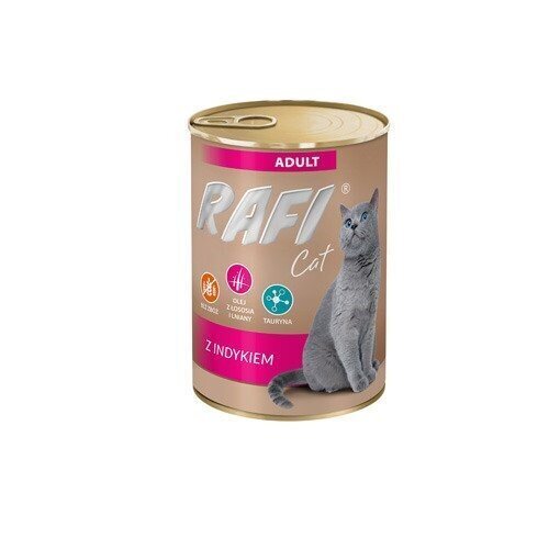 Rafi Cat konservi pieaugušiem kaķiem ar tītaru, 400 g cena un informācija | Konservi kaķiem | 220.lv