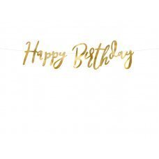 Reklāmkarogs Happy Birthday, zelts, 16,5x62 cm cena un informācija | Svētku dekorācijas | 220.lv