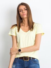 T-krekls ar V veida izgriezumu, gaiši dzeltens cena un informācija | Blūzes, sieviešu krekli | 220.lv