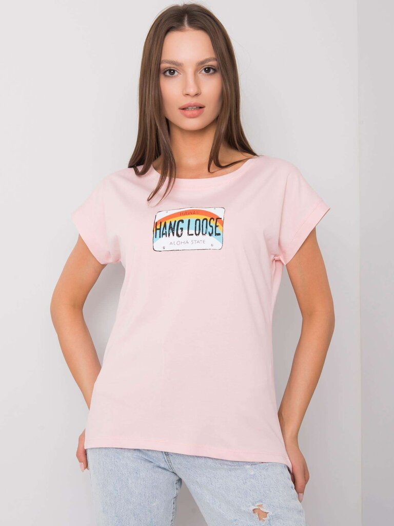 Kokvilnas sieviešu t-krekls, gaiši rozā cena un informācija | Blūzes, sieviešu krekli | 220.lv