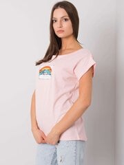 Kokvilnas sieviešu t-krekls, gaiši rozā цена и информация | Женские блузки, рубашки | 220.lv