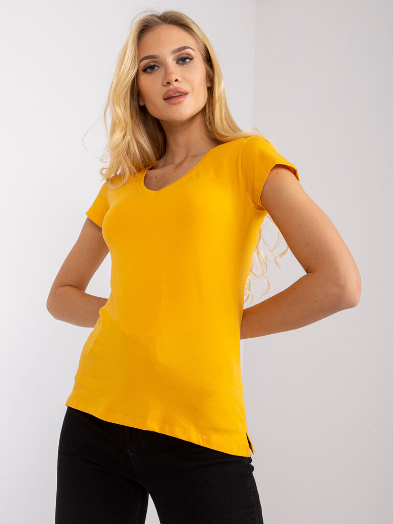 T-krekls ar V veida izgriezumu, spilgti oranžs cena un informācija | Blūzes, sieviešu krekli | 220.lv