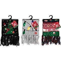 Unisex Ziemassvētku šalle ar spīdošām lampiņām Merry Christmas, Ziemassvētku gaismiņas cena un informācija | Vīriešu cepures, šalles, cimdi | 220.lv