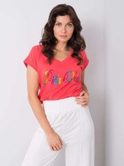 Krekls ar krāsainu apdruku, koraļļu krāsā cena un informācija | T-krekli sievietēm | 220.lv