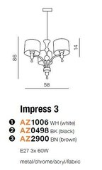 Azzardo подвесной светильник Impress 3 White цена и информация | Люстры | 220.lv