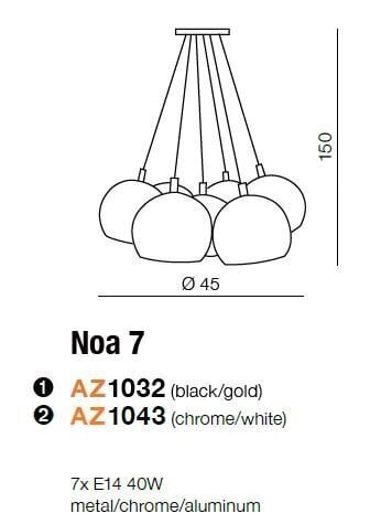 Azzardo piekaramā lampa Noa 7 Chrome/White cena un informācija | Piekaramās lampas | 220.lv