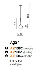 Azzardo подвесной светильник Aga 1 Black/White цена и информация | Люстры | 220.lv