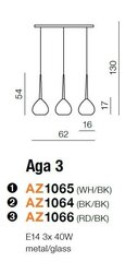 Azzardo piekaramā lampa Aga 3 Red/Black cena un informācija | Piekaramās lampas | 220.lv