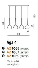 Azzardo подвесной светильник Aga 4 White/Black цена и информация | Настенный/подвесной светильник Eye Spot 11 BL, чёрный | 220.lv