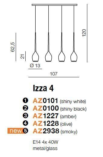 Azzardo piekaramā lampa Izza 4 Orange cena un informācija | Lustras | 220.lv