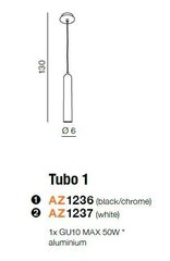 Azzardo piekaramā lampa Tubo 1 Black/Chrome cena un informācija | Piekaramās lampas | 220.lv