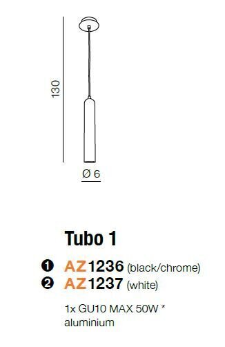 Azzardo piekaramā lampa Tubo 1 White cena un informācija | Piekaramās lampas | 220.lv