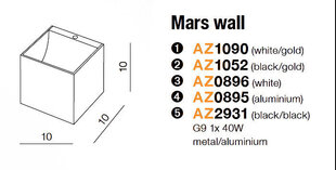 Azzardo sienas lampa Mars White cena un informācija | Sienas lampas | 220.lv