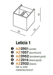 Azzardo sienas lampa Leticia Gold цена и информация | Настенные светильники | 220.lv