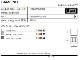 Azzardo sienas lampa Gambino 1 Grey cena un informācija | Sienas lampas | 220.lv