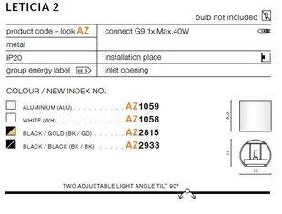 Azzardo настенный светильник Leticia 2 White цена и информация | Настенные светильники | 220.lv