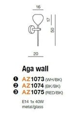 Azzardo настенный светильник Aga White/Black цена и информация | Настенные светильники | 220.lv