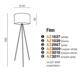 Azzardo stāvlampa Finn White cena un informācija | Stāvlampas | 220.lv