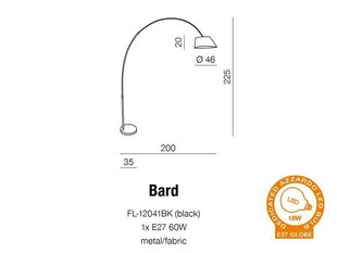 Azzardo stāvlampa Bard cena un informācija | Azzardo Mēbeles un interjers | 220.lv