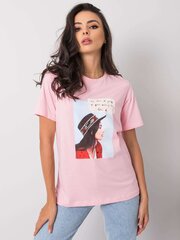 Rozā krāsas sieviešu krekls ar apdruku. cena un informācija | T-krekli sievietēm | 220.lv