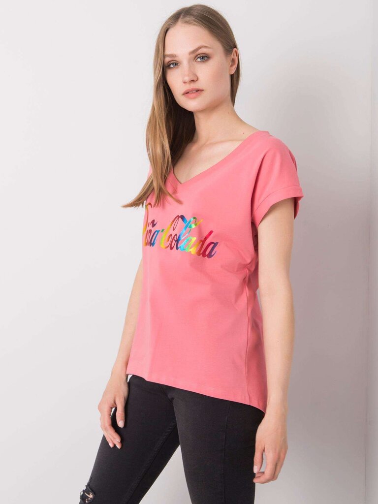 Rozā krāsā krekls ar krāsainu apdruku. cena un informācija | T-krekli sievietēm | 220.lv