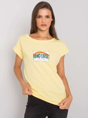 Sieviešu gaiši dzeltens kokvilnas t-krekls. cena un informācija | Blūzes, sieviešu krekli | 220.lv