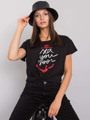 Krekls ar uzrakstu, melns цена и информация | Женские футболки | 220.lv