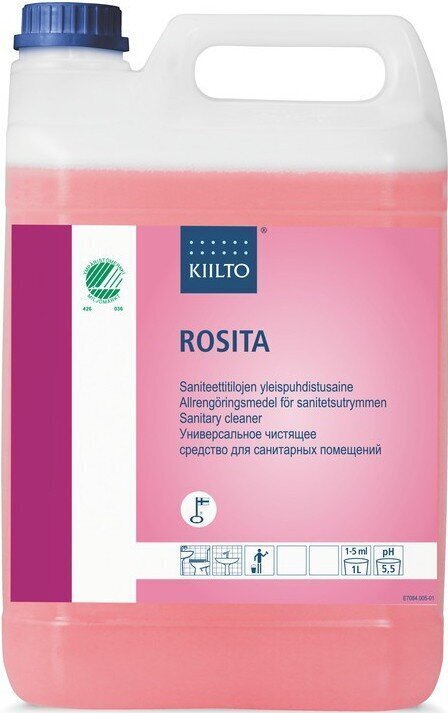 Ekoloģisks sanitārais tīrīšanas līdzeklis KIILTO Rosita, koncentrēts, 5 l cena un informācija | Tīrīšanas līdzekļi | 220.lv