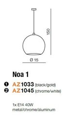 Azzardo подвесной светильник Noa 1 Black/Gold цена и информация | Люстры | 220.lv