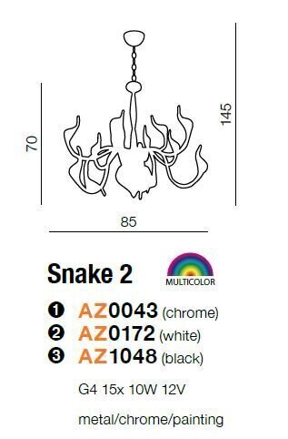 Azzardo piekaramā lampa Snake 2 Black cena un informācija | Lustras | 220.lv