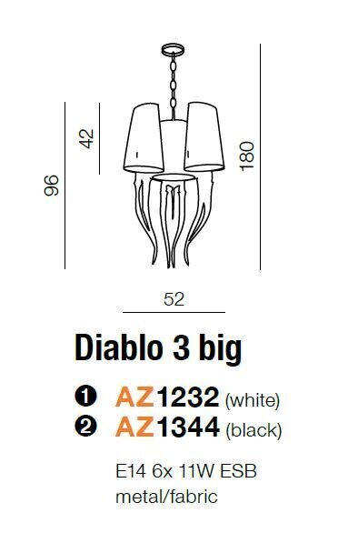 Azzardo piekaramā lampa Diablo 3 Big White цена и информация | Piekaramās lampas | 220.lv