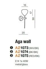 Azzardo настенный светильник Aga Black/Red цена и информация | Настенные светильники | 220.lv