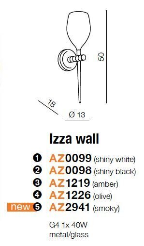 Azzardo sienas lampa Izza Green cena un informācija | Sienas lampas | 220.lv