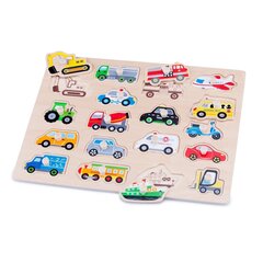Koka puzle Mašīnas New Classic Toys 10536 cena un informācija | Puzles, 3D puzles | 220.lv