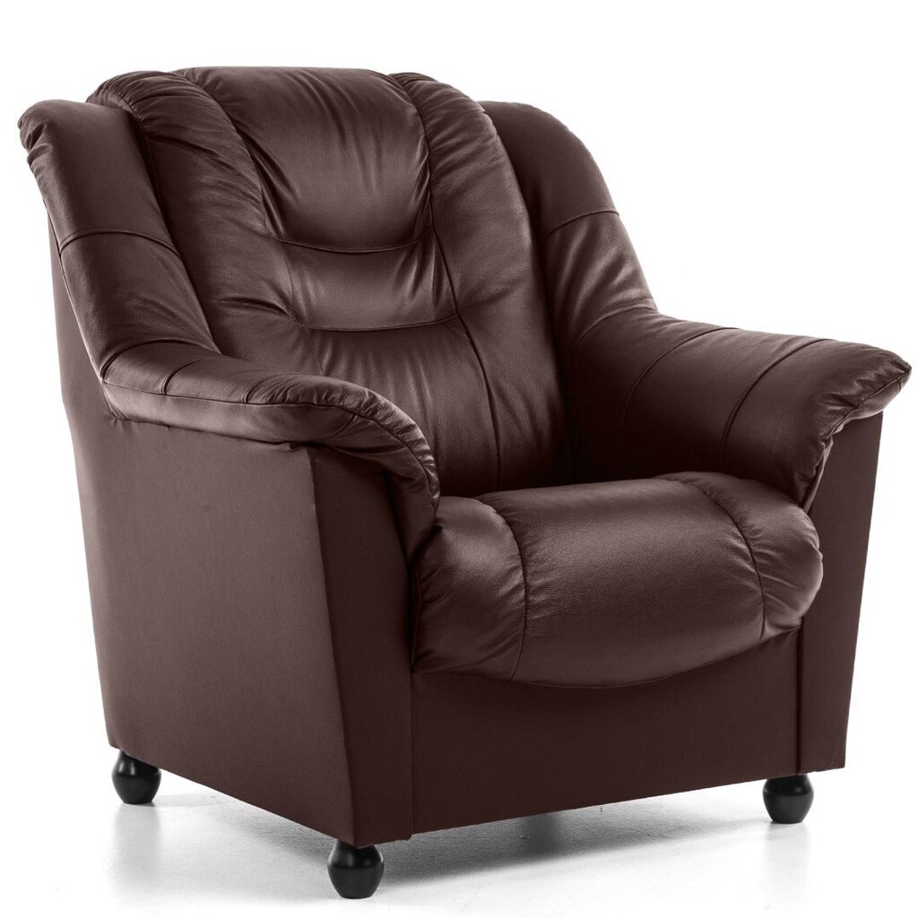 Mīksto mēbeļu komplekts Mann 3+1+1, pārklats ar ādu, - pruun 8041, musta värvi jalad цена и информация | Dīvānu komplekti | 220.lv