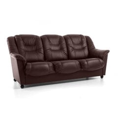 Mīksto mēbeļu komplekts Mann 3+1+1, pārklats ar ādu, - pruun 8040, musta värvi jalad cena un informācija | Dīvānu komplekti | 220.lv
