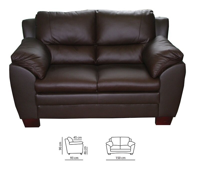 Dīvāns Emma, 2 vietīgs, pārklāts ar ādu, Diivan Emma, 2-kohaline, kaetud nahaga, valge 5007, jalad - mahagon cena un informācija | Dīvāni | 220.lv