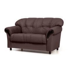 Dīvāns Rosa, 2 vietīgs, pārklāts ar ādu, Diivan Rosa, 2-kohaline, kaetud nahaga - pruun 8040, musta värvi jalad цена и информация | Диваны | 220.lv